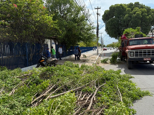 Prefeitura de Sousa realiza serviço de poda de árvores e manutenção preventiva nos bairros